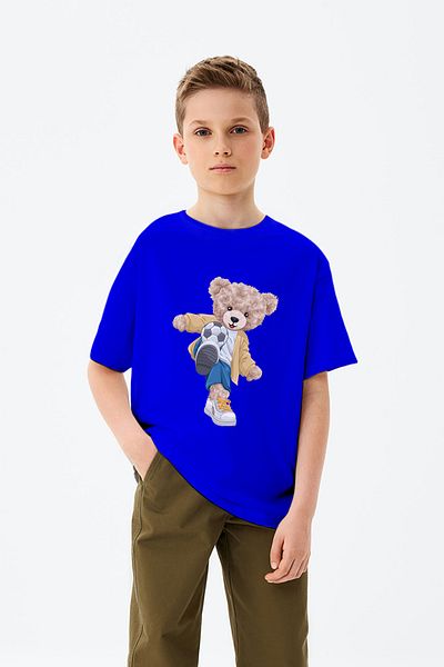 ADABEBEK Ποδόσφαιρο Teddy Bear τυπωμένο μπλουζάκι για αγόρι