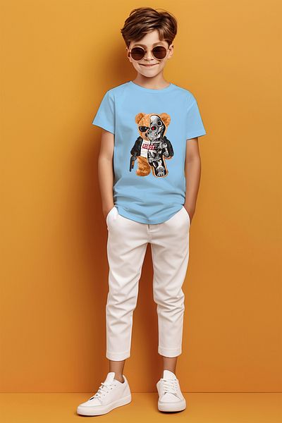 ADABEBEK Tricou pentru băieți cu imprimeu Robot Teddy Bear