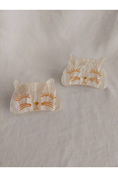 Beyaz Dükkan مشبك مزلاج على شكل عظمة لامعة على شكل قطة قطعة واحدة