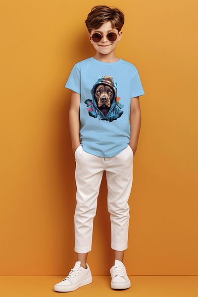 ADABEBEK Tricou pentru băieți cu glugă cu model de graffiti cu imprimeu cățeluș