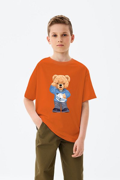 ADABEBEK Sailor Tedy Bear Printed Boys' T-Shirt