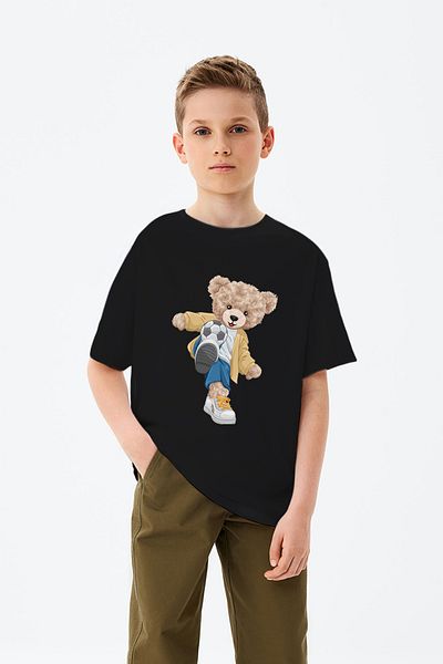ADABEBEK Ποδόσφαιρο Teddy Bear τυπωμένο μπλουζάκι για αγόρι