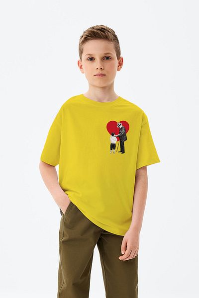 ADABEBEK Children's Heart That Ataturk Love Themed Printed April 23 Custom Boys' T-Shirt