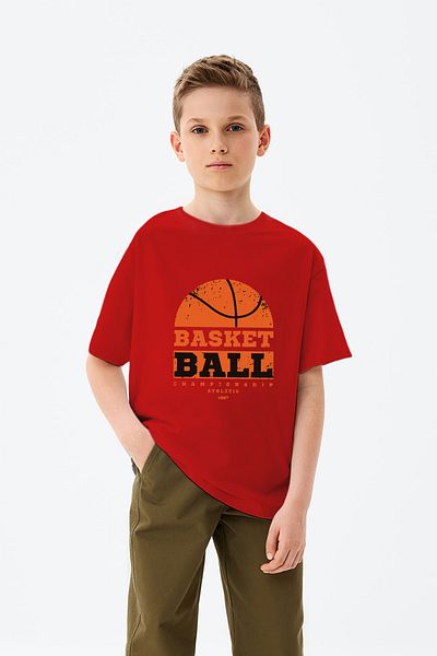 ADABEBEK Tricou pentru băieți cu imprimeu scris de baschet