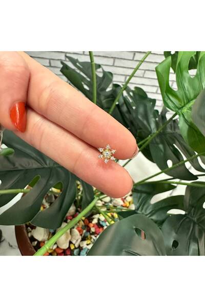 Liva Cerrahi Çelik Taşlı Piercing Labret Kulak Conch Forward Helix Kıkırdak T...