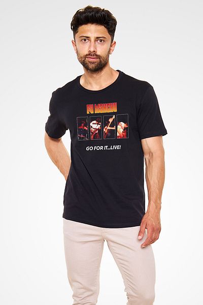 tf tişörtfabrikası Μπλουζάκι Fu Manchu Μαύρο Unisex T-Shirt