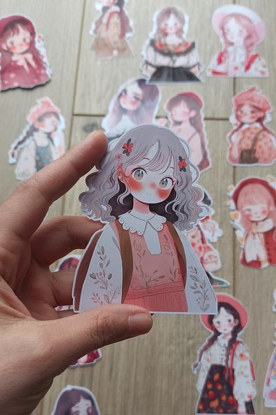 Mona Craftist 20 Pcs Big Size Cute Girl Sticker Bullet Journal Scrapbook Laptop Sticker Kawaii Girl Anime