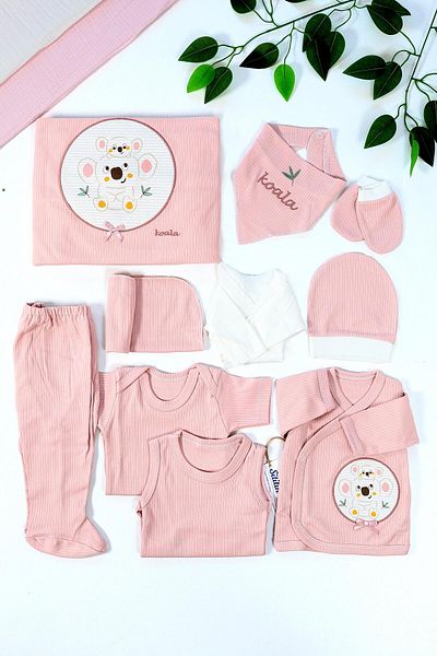 Sitilin Baby Girl Pink Koala 100% Cotton 10-Piece Hospital Discharge Set STL6515
