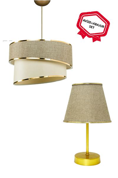 BBY HOME & DESIGN Ariane Model CHANDELIER-LAMPSHADE-COMMIDINE Set