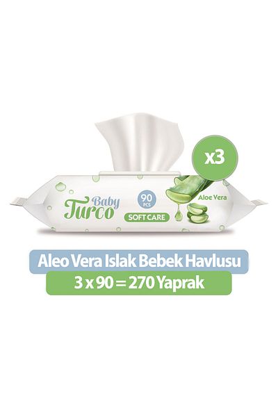 Baby Turco Softcare Aloea Vera Wet Towel Wipes 90x3 270 Sheets