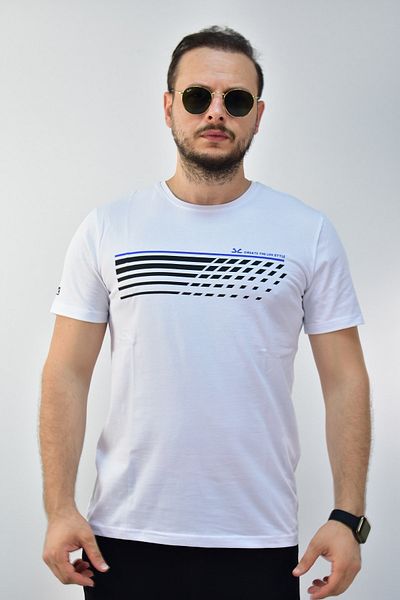 Escetic Λευκό ανδρικό Slimfit 95% βαμβακερό μονόκλινο αναπνεύσιμο αθλητικό μπλουζάκι 0780