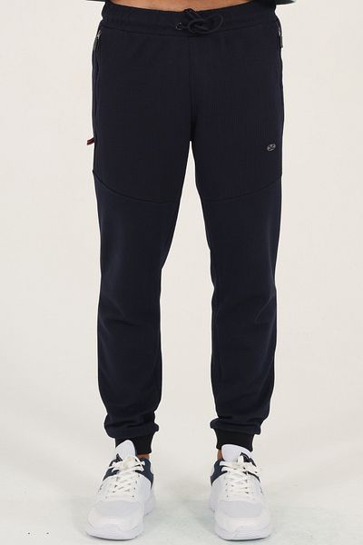 Escetic Men's Navy Blue Slimfit 2 Thread 4 Seasons Breathable Cotton Puppy Fabric Sports Sweatpants 1879