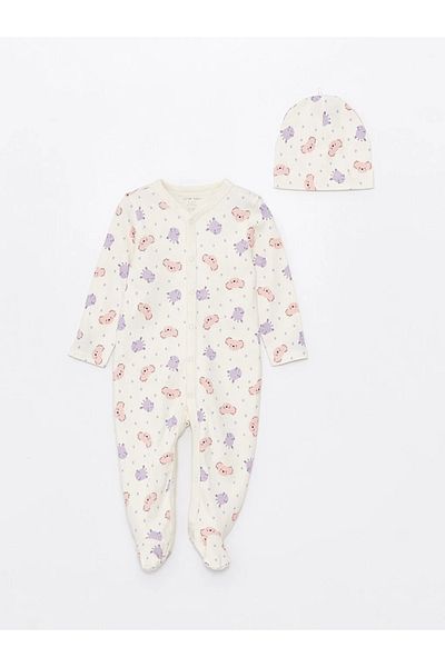 LC Waikiki LCW Baby Rundhals-Bedrucktes Baby-Krankenhausausgangsset, 3-teilig