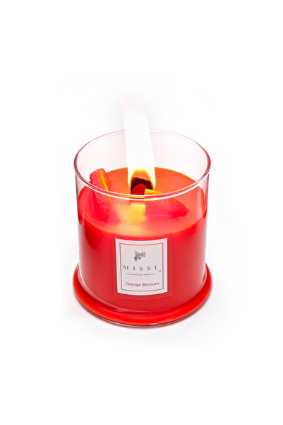 Missi Büyük Üfleme Cam Ahşap Fitilli Orange Blossom Vegan Mum(380 GR)