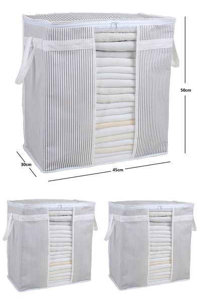 BTS Shop 3 Pieces Striped Window Storage Bag - 50X45X30Cm