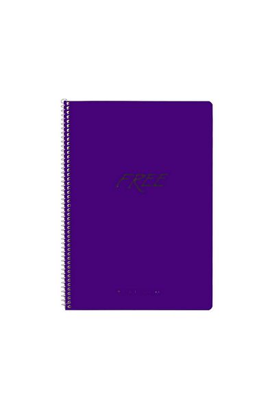 KESKİN COLOR دفتر ملاحظات حلزوني بلاتينيوم A4 80 ورقة بغطاء بلاستيكي (320322) أرجواني مربعات