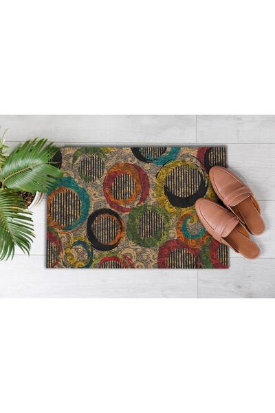 Evsebu Dekoratif Kapı Önü Paspası Oval Kilim Desen