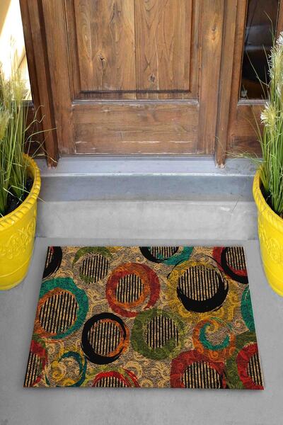 Evsebu Dekoratif Kapı Önü Paspası Oval Kilim Desen