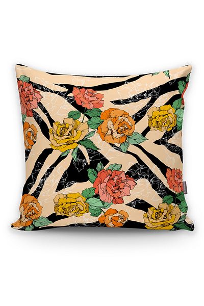 Realhomes Exotic Zebra Flower Designed Throw Pillow Cover