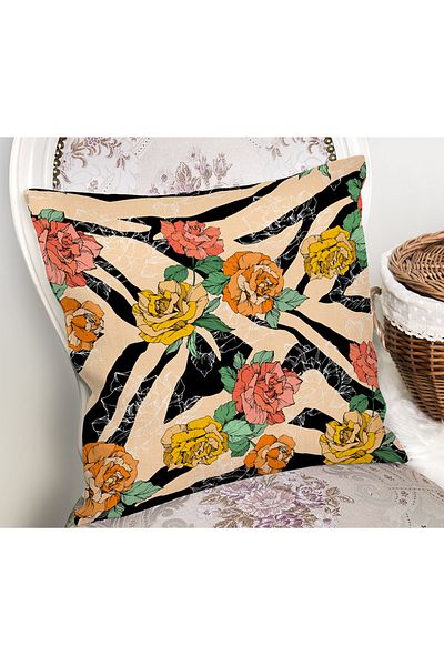 Realhomes Exotic Zebra Flower Designed Throw Pillow Cover