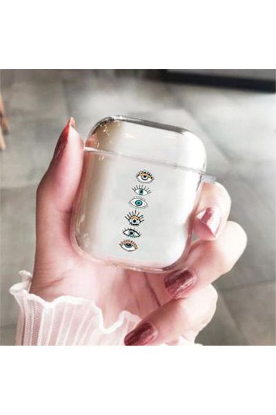 mooodcase Multiple Eyes Design Transparent 1st and 2nd Generation Compatible Wireless Headphone Case