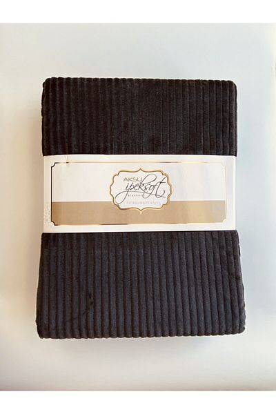 AKSU Ipeksoft Corded Gray Smoked Double Winter Blanket