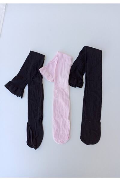 KAPLUMBAĞA BEBE Черни трикотажни чорапогащи за момичета, 3 броя