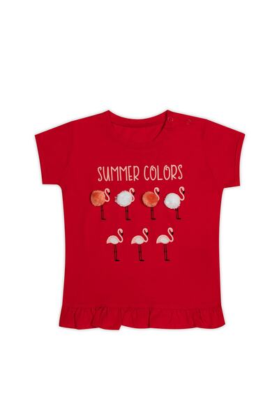 Le Ville Ponponlu Bisiklet Yaka T Shirt Kız Bebek T SHİRT SUP07884
