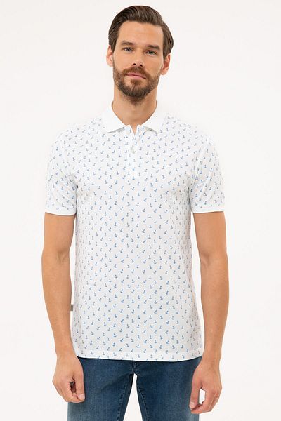 Pierre Cardin Λευκό T-shirt Polo Slim Fit λαιμόκοψη