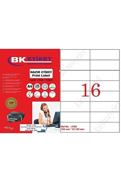 BK Tw-2105 Veličina 105 X 37,125 mm Laserska etiketa A4 16 etiketa na stranici