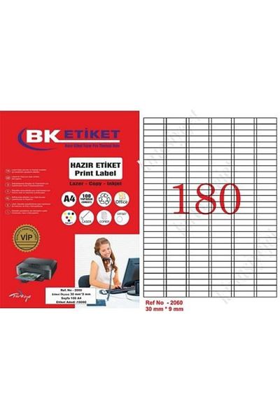 BK ملصق ليزر TW-2060 مقاس 30 × 9 مم 180 ملصقًا في ورقة A4