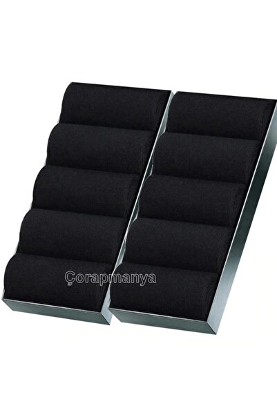 çorapmanya 10 Çift Bambu Erkek Siyah Soket Çorap 4 Mevsim Dayanıklı Topuk Ve ...