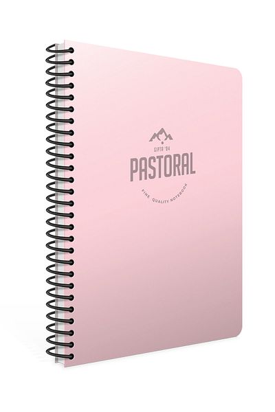 Gıpta Pastoral 17x24 60 de coli Caiet cu spirală cu copertă din plastic (3249) roz cu linii