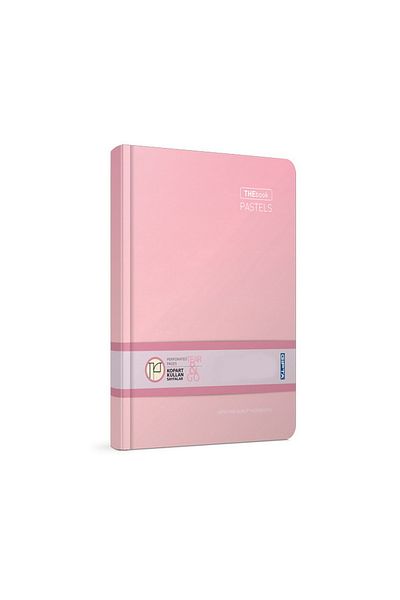 Gıpta دفتر ملاحظات The Book باستيل 14x20 120 ورقة 4 أقسام بغطاء صلب (3058) وردي مخطط