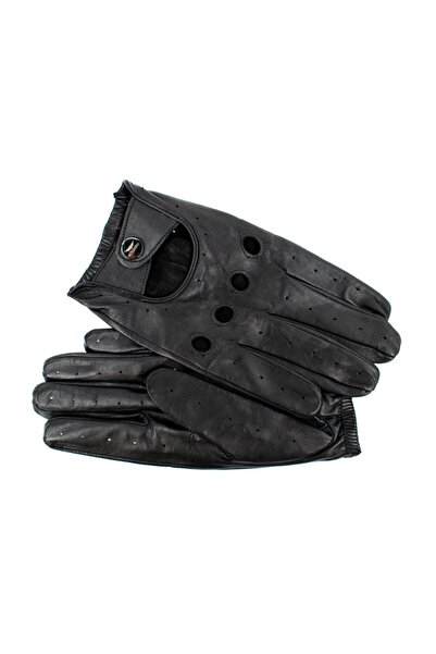 Altezzoso Senna Siyah Gerçek Deri Sürücü Eldiveni