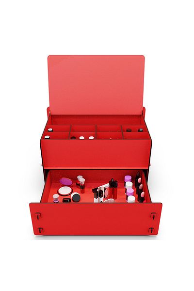 KUK Design Организатор за масичка за грим Lean Drawer с 10 отделения и дървени бижута