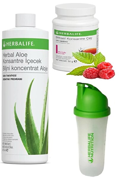 Herbalife Set Aloe Suyu Ahududu Aromalı 50 gr Çay ve Shaker