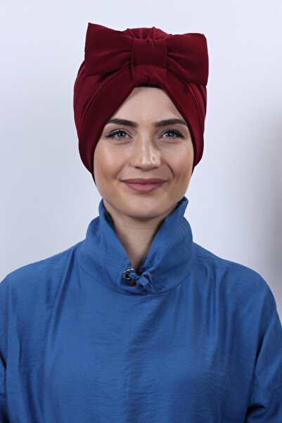 Nowa Scarf Deniz De Ve Kullanılan Fiyonklu Çift Taraflı Bone Bordo