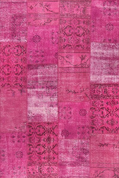 YÜNSER HALI Fuşya El Dokuma Ve El Dikişli Patchwork Halı