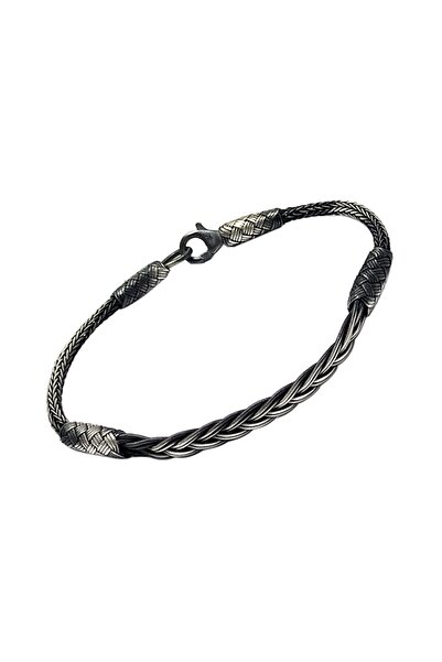 Midyat Nurtaş Gümüş Erkek Gümüş Renk 1000 Ayar Kazaziye Gümüş Bileklik