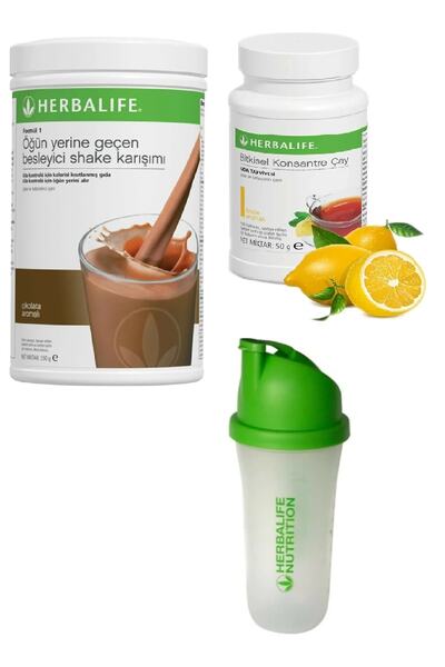 Herbalife Çikolatalı Shake 50 gr Limon Aromalı Çay ve Shaker