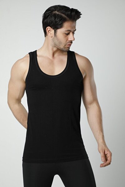 Hmd Men's Black Cotton Supreme Strappy Tank Top Set of 6