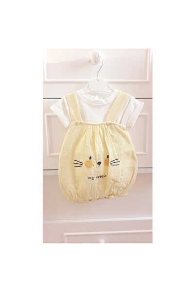 Şirin Şeyler Butiği طقم بدلة ماي رابيت مكونة من قطعتين من رومبير سالوبيت من القطن للأطفال على شكل أرنب