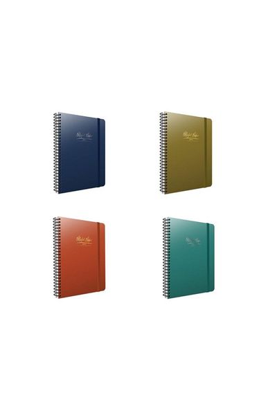 Gıpta Metal Notes Spiral Plastic Cover 17x24 80 YpCheckered Notebook 4 Pieces