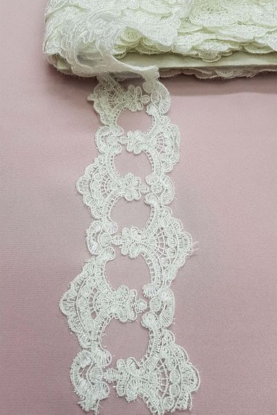 Hobigram Dantela intermediară French Guipure cremă – Design special, Accesoriu, Producție de calitate, Stil atrăgător – Decorativ