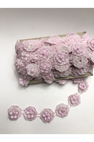 Hobigram Διακοσμητική κορδέλα ροζ 3D λουλουδάτο κορδέλα – Διακοσμητική κορδέλα, κομψό σχέδιο, γυναικείο αξεσουάρ – Dek