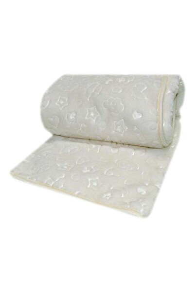 Özdilek بطانية أطفال مزخرفة بلون عظمة 120 × 100 سم