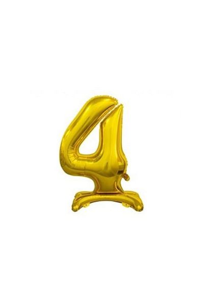PARTİSERÜVENİ 4 Number Footed Foil Balloon Gold 32 Inch (60 Cm)