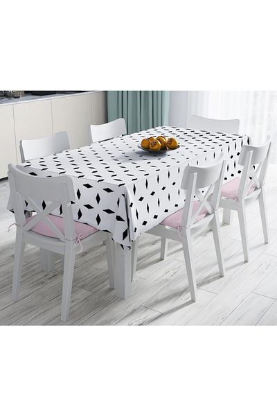Realhomes Fata de masa alba, cu design special, imprimata digitala rezistenta la pete 120×140 cm