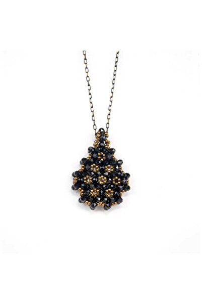 Hayrat Neşriyat Kadın Siyah Cevşen Kolye (kristal, Damla)